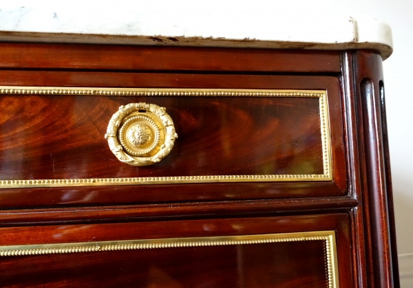 Stockel : Louis XVI mahogany & ormolu chest of drawers - late 18th century - stamped