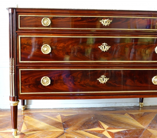 Stockel : Louis XVI mahogany & ormolu chest of drawers - late 18th century - stamped