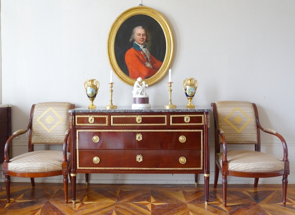 Large Louis XVI mahogany and ormolu chest of drawers attributed to Etienne Avril