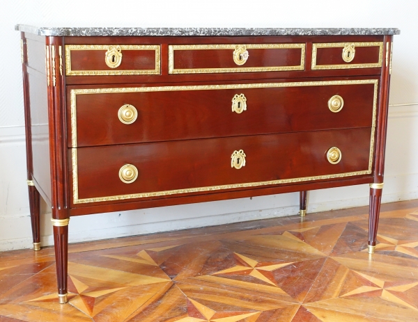 Large Louis XVI mahogany and ormolu chest of drawers attributed to Etienne Avril