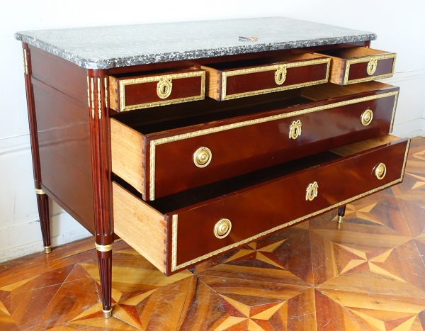 Large Louis XVI mahogany and ormolu chest of drawers attributed to Etienne Avril