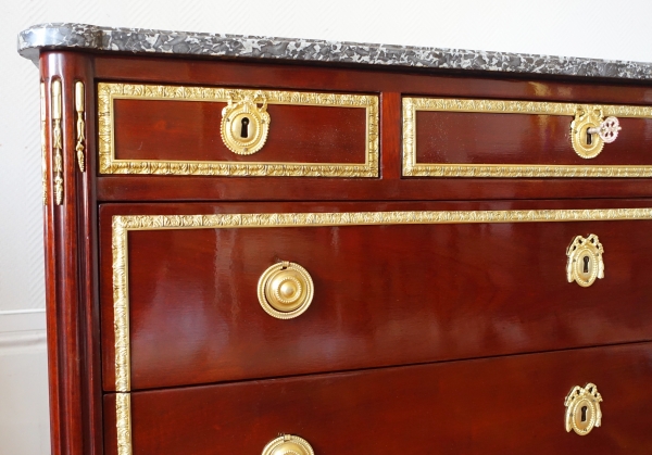 Large Louis XVI mahogany and ormolu chest of drawers attributed to Etienne Avril