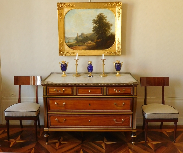 Large Louis XVI lemon tree and mahogany commode, late 18th century