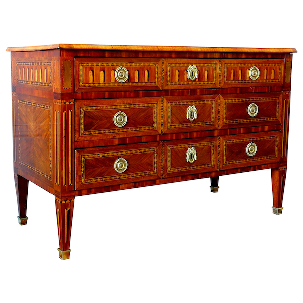 Louis XVI marquetry commode / chest of drawers attributed to Courte or Demoulin - 18th century