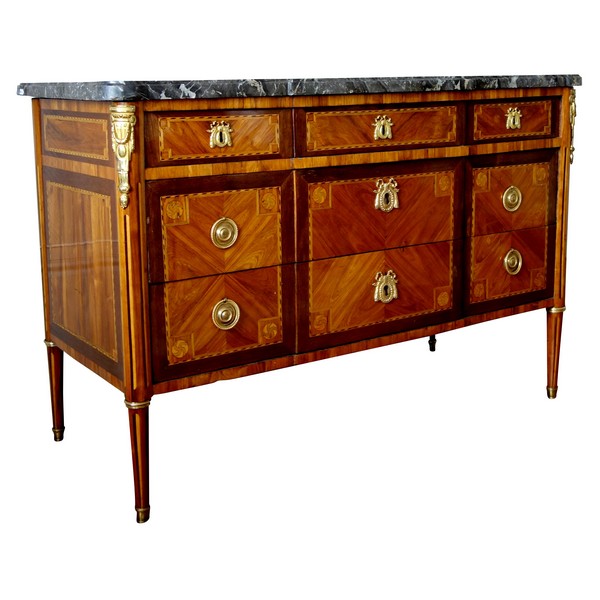 Louis XVI marquetry commode, 18th century - stamp of Pascal Coigniard