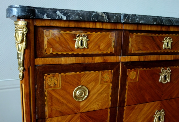 Louis XVI marquetry commode, 18th century - stamp of Pascal Coigniard