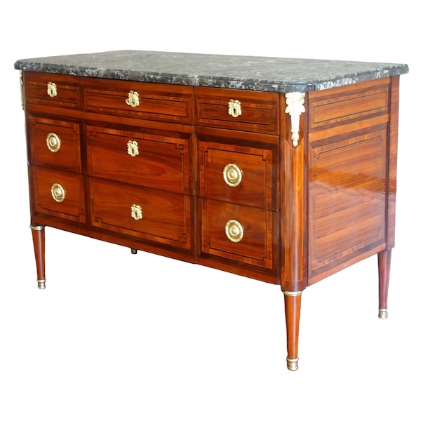 Louis XVI rosewood marquetry commode / chest of drawers - signed Sar