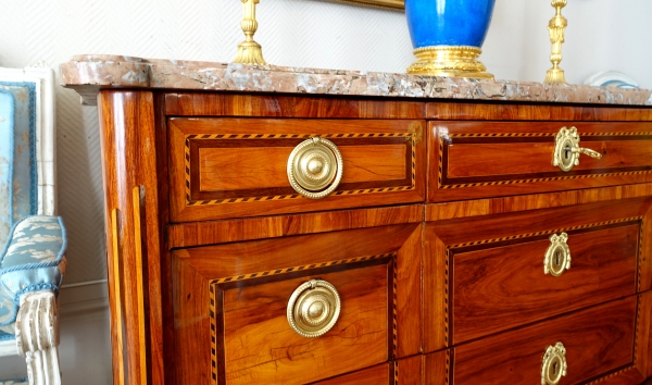 Louis XVI marquetry commode / chest of drawers stamped Vassou - late 18th century