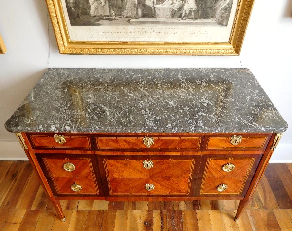 Louis XVI marquetry commode / chest of drawers stamped Vassou