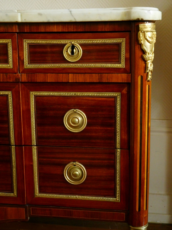 Louis XVI commode / chest of drawers, satin wood and ormolu, attributed to Jean Caumont (stamped)