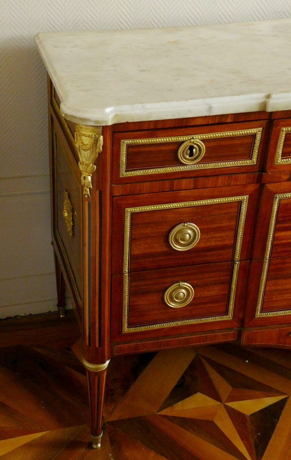 Louis XVI commode / chest of drawers, satin wood and ormolu, attributed to Jean Caumont (stamped)
