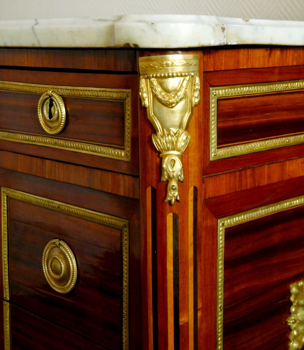 Louis XVI commode / chest of drawers, satin wood and ormolu, attributed to Jean Caumont (stamped)