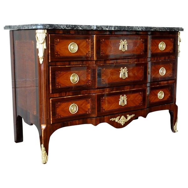 Hubert Roux : marquetry commode, Louis XV Louis XVI Transition period - stamped