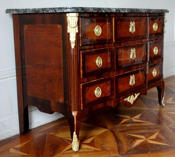 Hubert Roux : marquetry commode, Louis XV Louis XVI Transition period - stamped