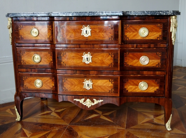 Hubert Roux : marquetry commode, Louis XV Louis XVI Transition period - stamped