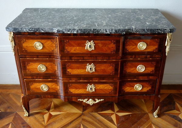 Hubert Roux : marquetry commode, Louis XV Louis XVI Transition period - stamped