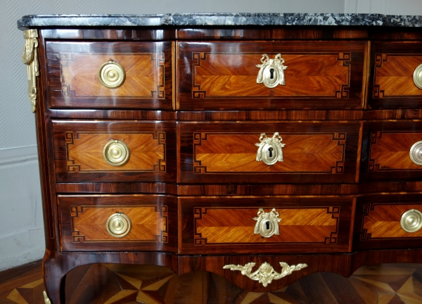 Hubert Roux : marquetry commode, Louis XV Louis XVI Transition period - stamped