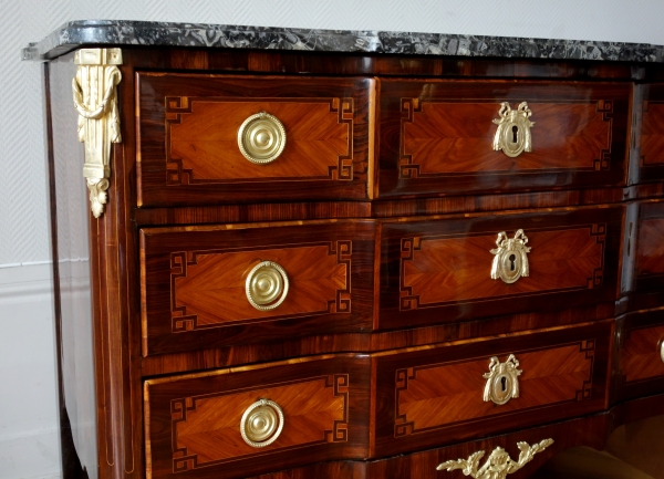 Hubert Roux : marquetry commode, Louis XV Louis XVI Transition period - stamped