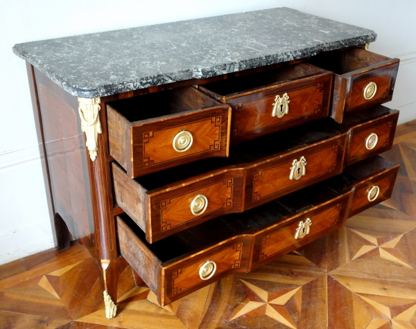 Hubert Roux : marquetry commode, Louis XV Louis XVI Transition period - stamped