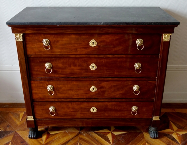 Early 19th century Consulate style mahogany and ormolu chest of drawers / commode