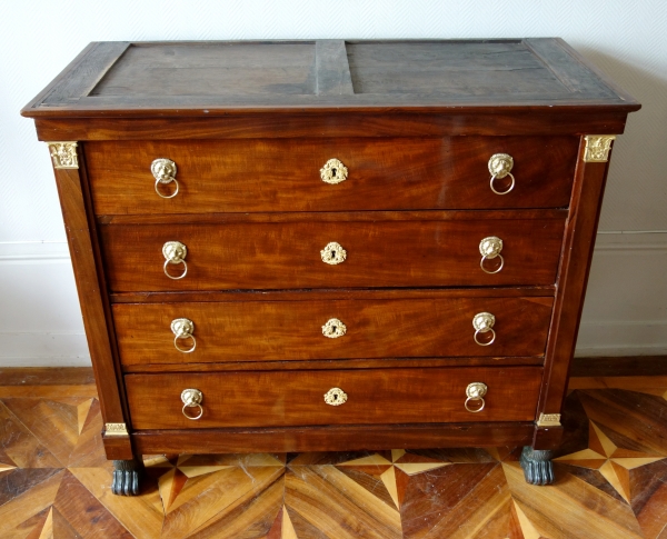 Early 19th century Consulate style mahogany and ormolu chest of drawers / commode