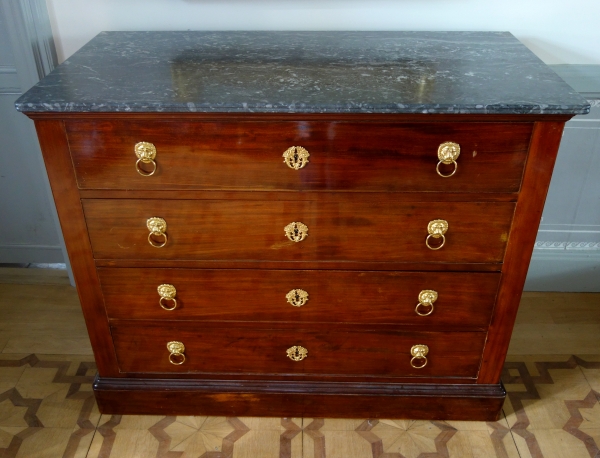 Early 19th century mahogany and ormolu commode / chest of drawers stamped Jeanselme