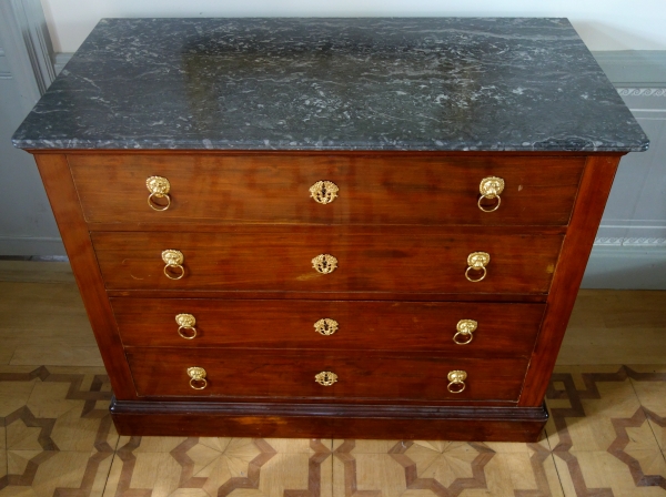 Early 19th century mahogany and ormolu commode / chest of drawers stamped Jeanselme