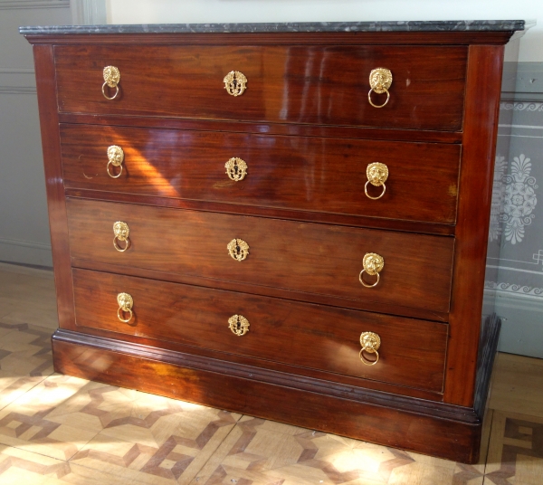 Early 19th century mahogany and ormolu commode / chest of drawers stamped Jeanselme