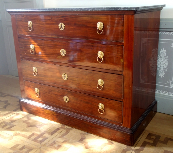 Early 19th century mahogany and ormolu commode / chest of drawers stamped Jeanselme