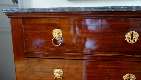 Early 19th century mahogany and ormolu commode / chest of drawers stamped Jeanselme