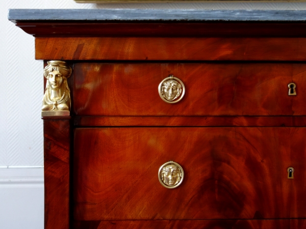 Mahogany and ormolu commode / chest of drawers, Consulate production circa 1800