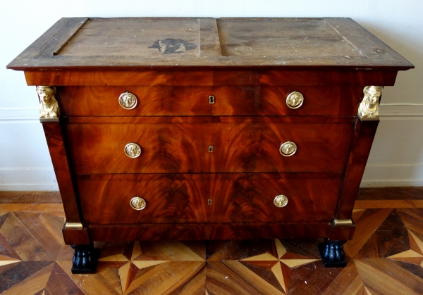 Mahogany and ormolu commode / chest of drawers, Consulate production circa 1800