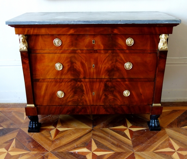 Mahogany and ormolu commode / chest of drawers, Consulate production circa 1800