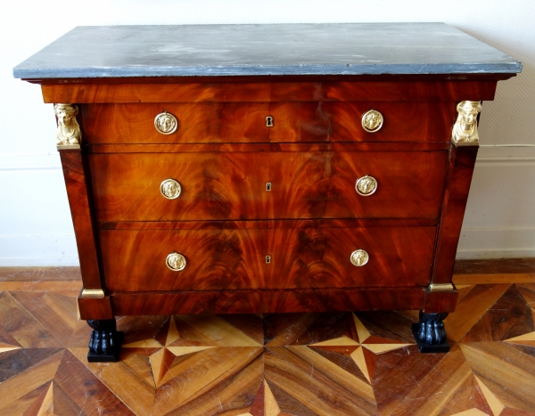 Mahogany and ormolu commode / chest of drawers, Consulate production circa 1800