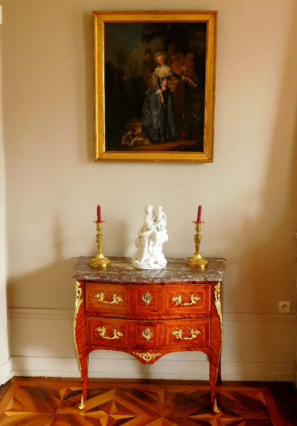 Louis XV rosewood marquetry chest of drawers / commode, 18th century