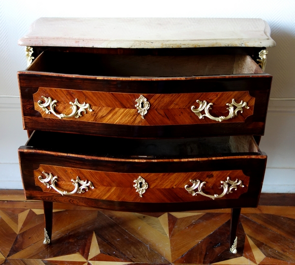 LC Birclet : Louis XV marquetry commode / chest of drawers, 18th century - stamped