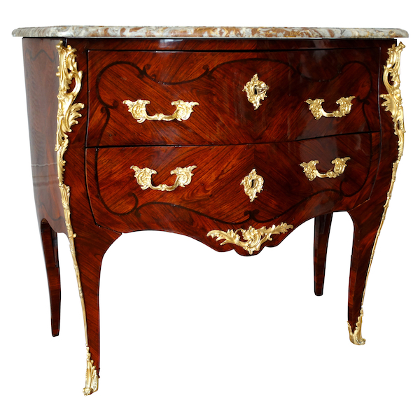 Commode sauteuse en bois de violette d'époque Louis XV - XVIIIe siècle