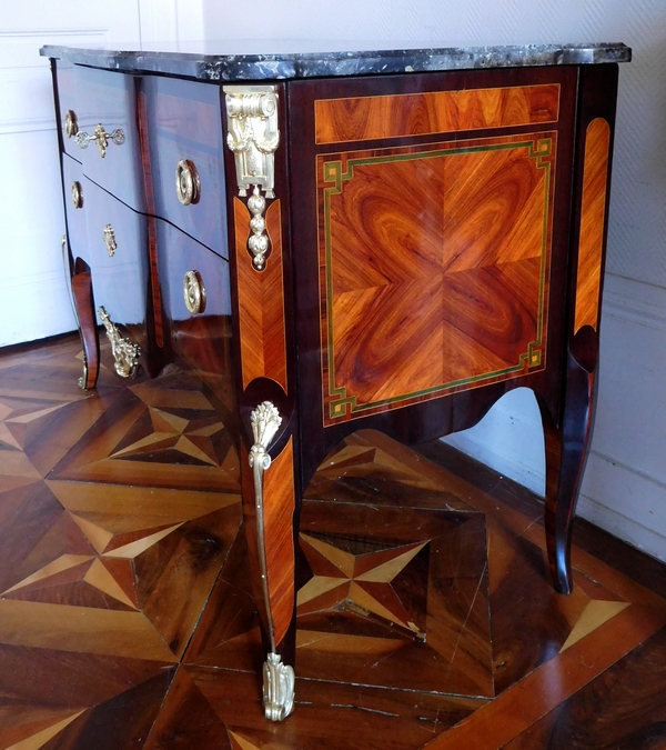 Martin Ohneberg : Transition marquetry commode circa 1775 - stamped