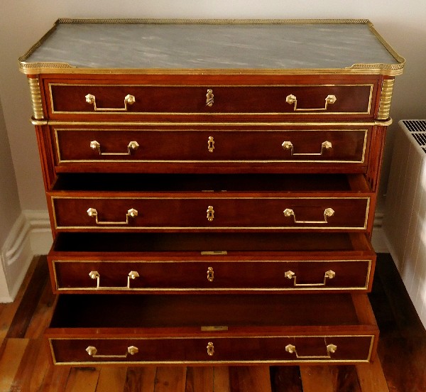 Mahogany writing desk - commode - chest of drawers, Louis XVI period (18th century)