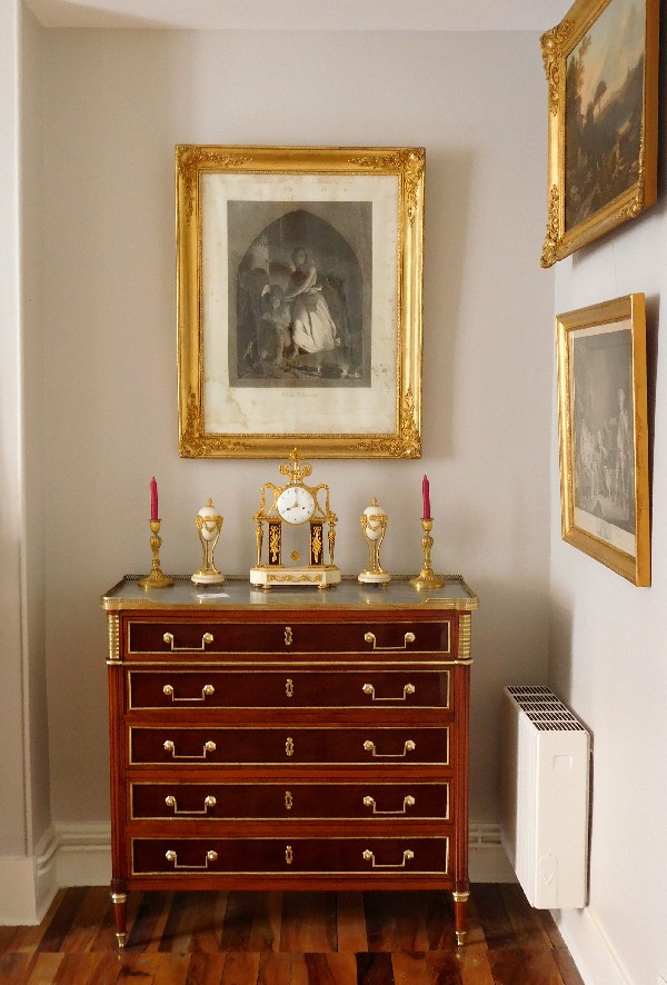 Mahogany writing desk - commode - chest of drawers, Louis XVI period (18th century)