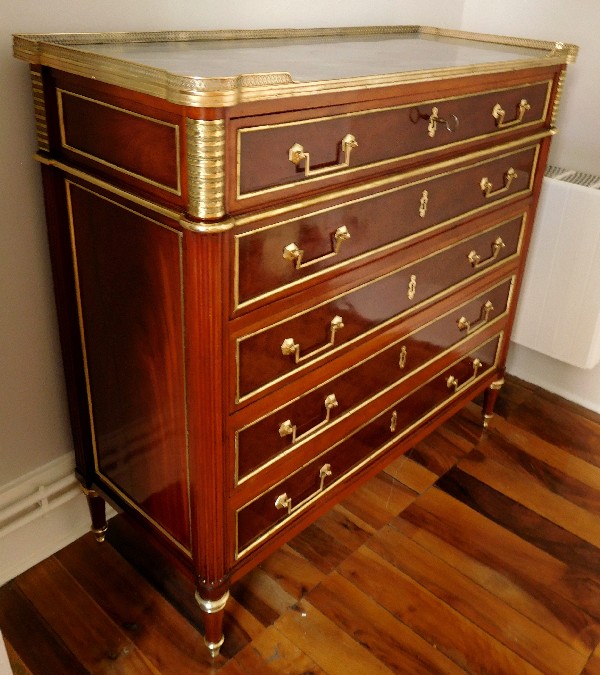 Mahogany writing desk - commode - chest of drawers, Louis XVI period (18th century)