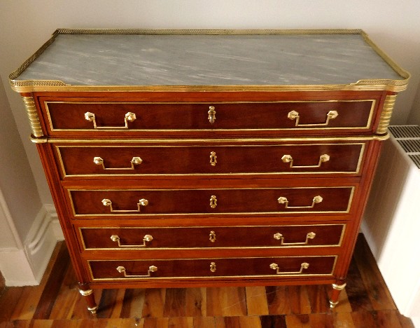 Mahogany writing desk - commode - chest of drawers, Louis XVI period (18th century)