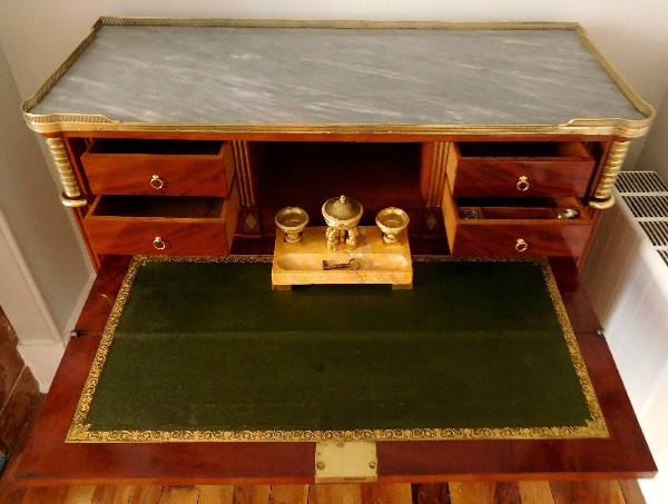 Mahogany writing desk - commode - chest of drawers, Louis XVI period (18th century)