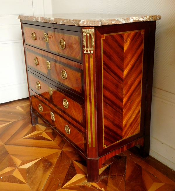 Marquetry commode / chest / writing desk, Louis XV - Louis XVI Parisian production circa 1775-1780