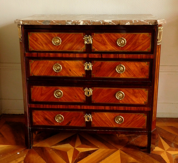 Marquetry commode / chest / writing desk, Louis XV - Louis XVI Parisian production circa 1775-1780