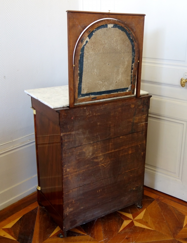 Commode de toilette Empire en acajou et bronze doré au mercure