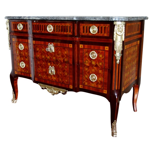 Pierre Macret : marquetry commode / chest of drawers, 18th century circa 1775 - stamped