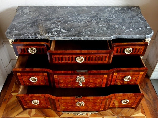 Pierre Macret : marquetry commode / chest of drawers, 18th century circa 1775 - stamped