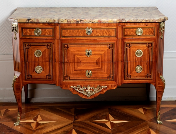 François Reizell : marquetry commode, 18th century - Transition period - stamped
