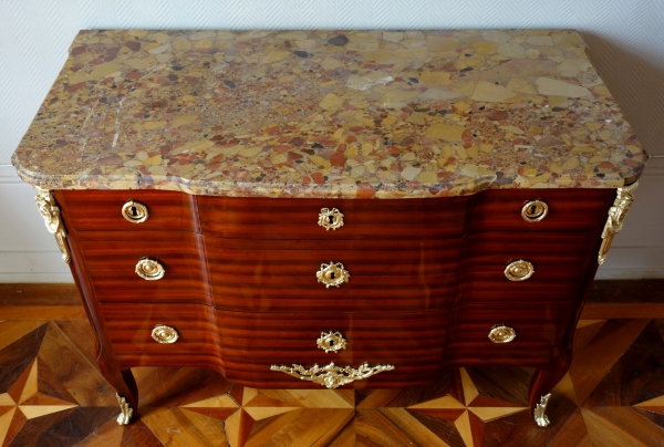 JG Schlichtig - Transition Parisian satin mahogany commode / chest of drawers, 18th century circa 1770